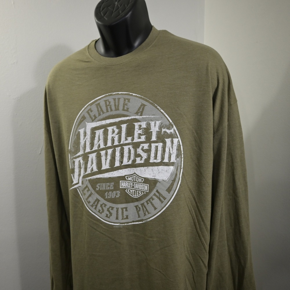 Harley-Davidson Long Sleeve T-Shirt Mens 3XL Green Graphic Timms Augusta GA